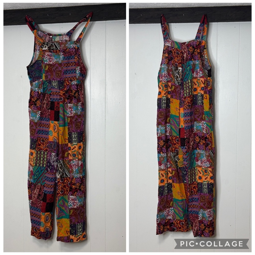 Patchwork style colorful funky overalls women’s XL perfect for Halloween! Clown?